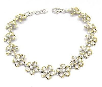 10MM SILVER 925 HAWAIIAN PLUMERIA BRACELET RHODIUM YG - Arthur's Jewelry
