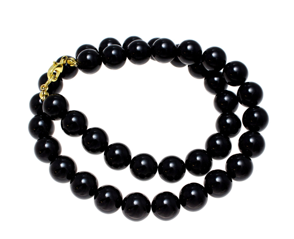 GENUINE NATURAL BLACK CORAL BEAD BALL STRAND NECKLACE 12MM 16