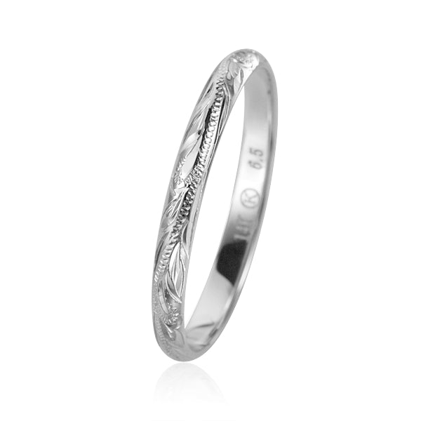 SOLID 14K WHITE GOLD HAND ENGRAVED 