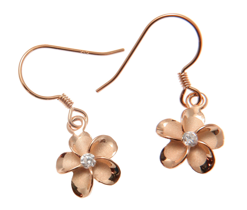 SILVER PINK ROSE GOLD PLATED 925 HAWAIIAN PLUMERIA FLOWER ...