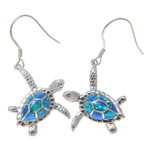 925 Sterling Silver Rhodium Hawaiian Honu Sea Turtle Opal Hook Wire Ea ...