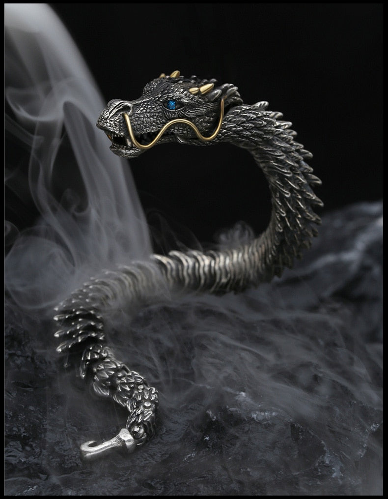 Dragon Hollywood X - Black Gun Dragon Men Bracelet Hip Hop Rock Style Golden Horn Domineering Women 