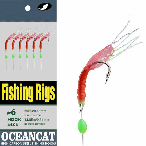 10 Packs 3/0 Rock Cod Rigs White Feather Rockfish Bait - 2 Rigs