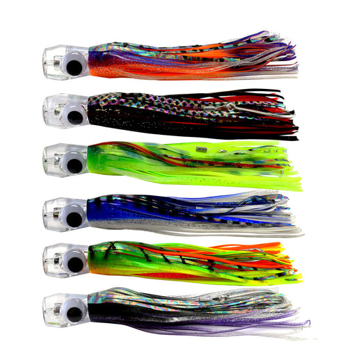  9 Inches/12 Inches Green Machine Style Squid Skirts Trolling  Lures,Rigged Circle Hooks, Green/Glow