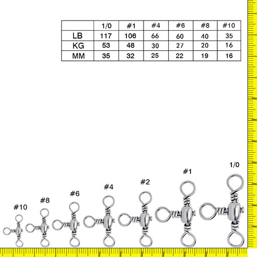 Crossline Swivel with duo clip 25 pcs sizes 2/4 2/6 swivel 3 way