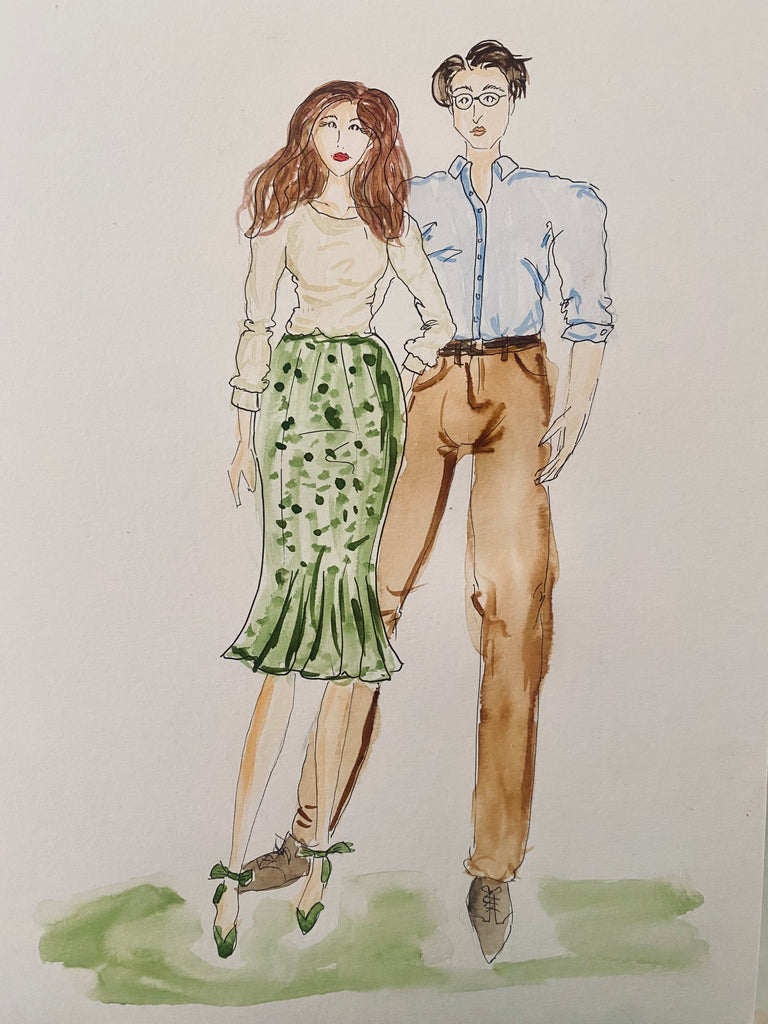 Allison Costlow Connecticut, New York City and Westchester Calligrapher & Engraver fashion illustration watercolor couple