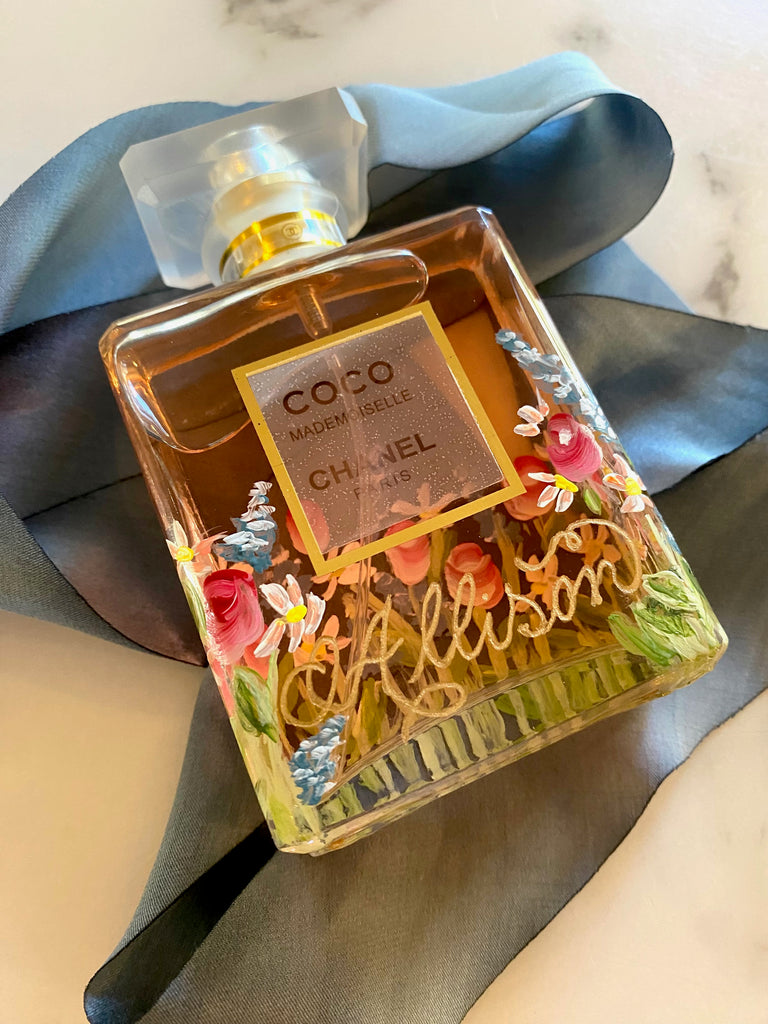 Allison Costlow Connecticut, New York City and Westchester Calligrapher & Engraver hand painted and hand engraved fragrance perfume coco chanel experiential marketing