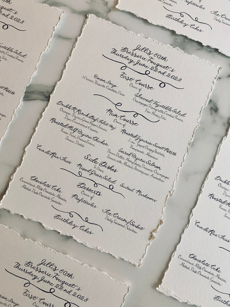 Allison Costlow Connecticut, New York City and Westchester Calligrapher & Engraver modern brush hand lettering calligraphy menu