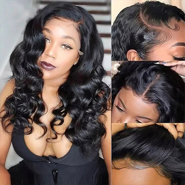 Loose Wave Glueless 13x4 Transparent Lace Front Virgin Brazilian Hair Wig