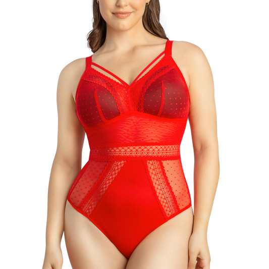 Mia Dot Wire-Free Padded Mesh Bodysuit - Lucy's Boudoir