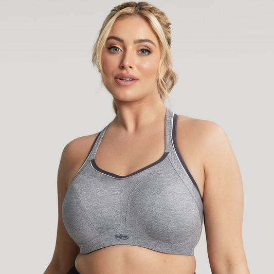 Medium Impact Wire-Free Sports Bra 38DDD, Grey Marle