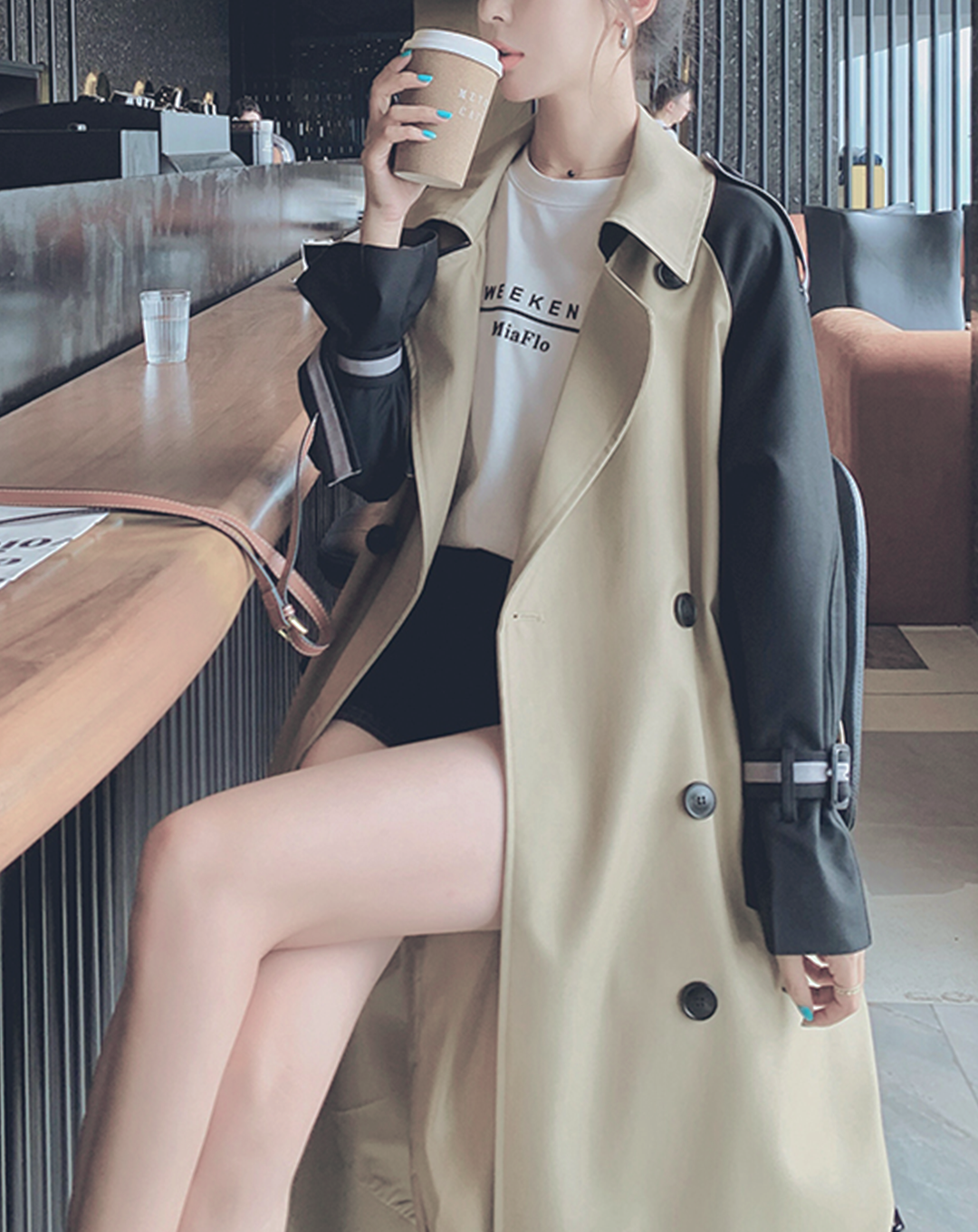 ♀Raglan Volume Sleeve Trench Coat