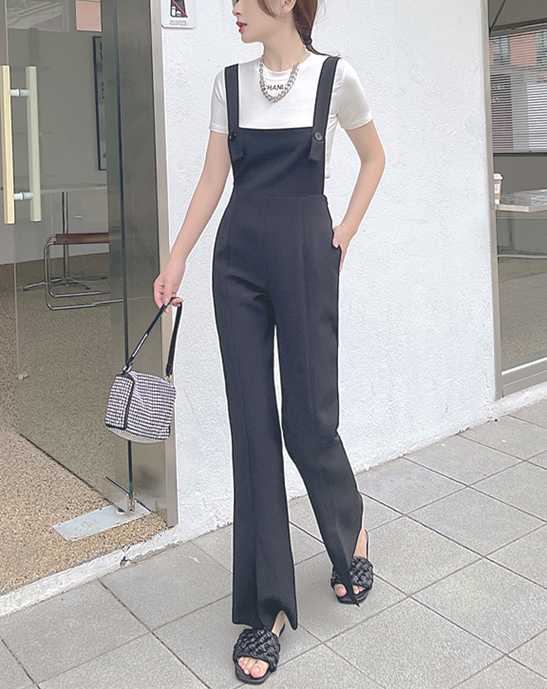 fictiontokyo Back Ribbon Side Slit Pants オリジナル レディース