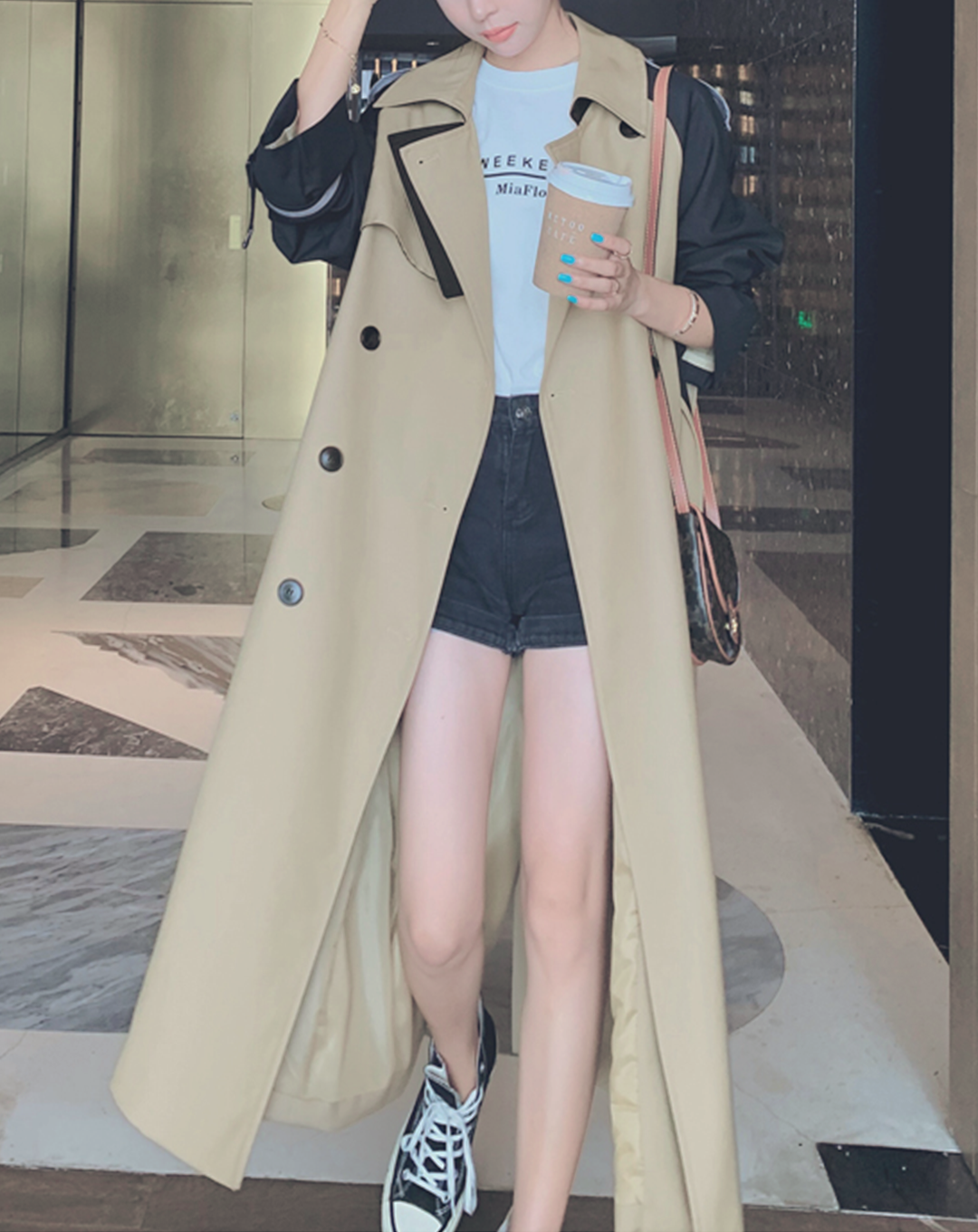 ♀Raglan Volume Sleeve Trench Coat