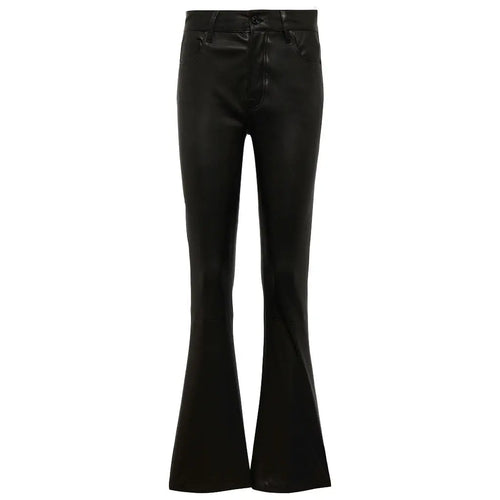 Ladies Leather Bootcut  Black Trousers Pants