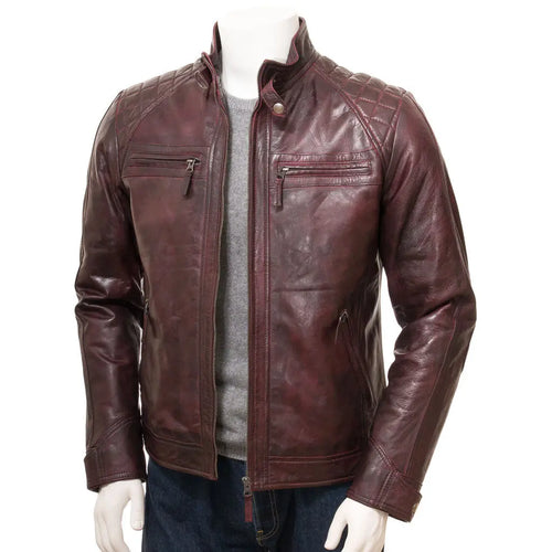 Oxblood Genuine Leather Men's Biker Jacket