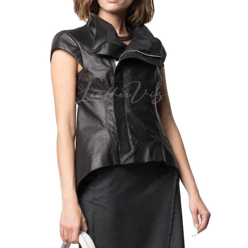 ASYMMETRIC DESIGN HALLOWEEN SPECIAL WOMEN LEATHER TOP