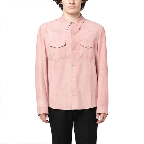 PINK SUEDE LEATHER SHIRT FOR VALENTAINS