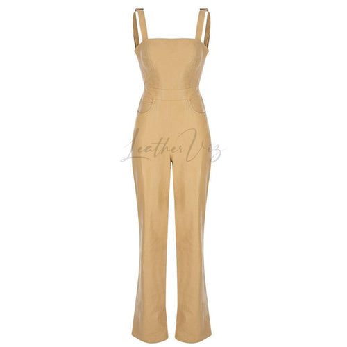 BACKLESS LEATHER JUMPSUIT FOR WOMEN