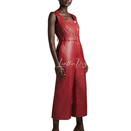 MINI LENGTH WOMEN RED LEATHER JUMPSUIT – LeatherViz- Men Leather