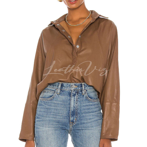 STYLISH LEATHER TUNIC TOP FOR WOMEN