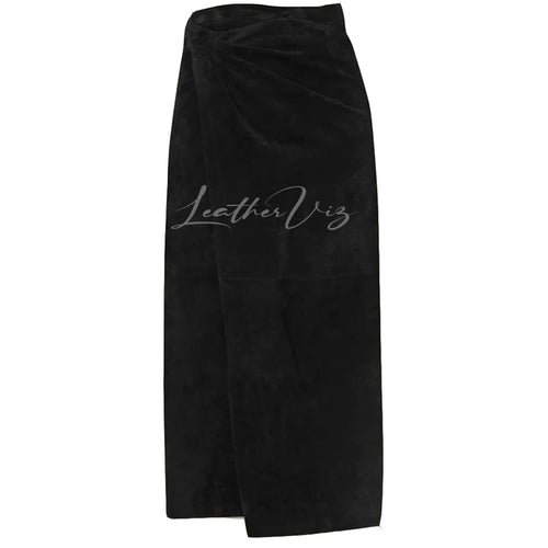 SUEDE WRAP MAXI LEATHER SKIRT FOR WOMEN