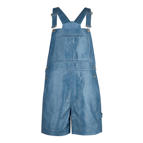 Unisex Blue Leather Dungaree For Men And Women