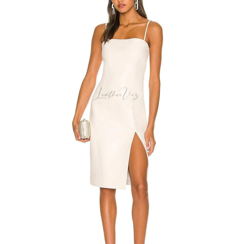 WHITE BRIDAL LEATHER DRESS FOR VALENTINE’S DAY