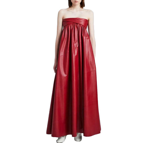 Faux Leather Strapless Red Leather Gown Red Leather Wedding Gown Australia