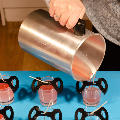 Pouring wax into tester jars