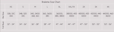 Monique Morin Bralette Size Chart