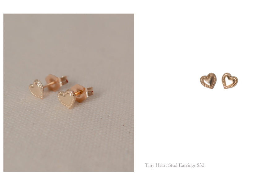Tiny heart gold filled stud earrings
