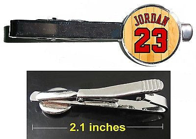 Michael Jordan Chicago Bulls Jersey Tie Clip Clasp Bar Slide Silver Metal Shiny