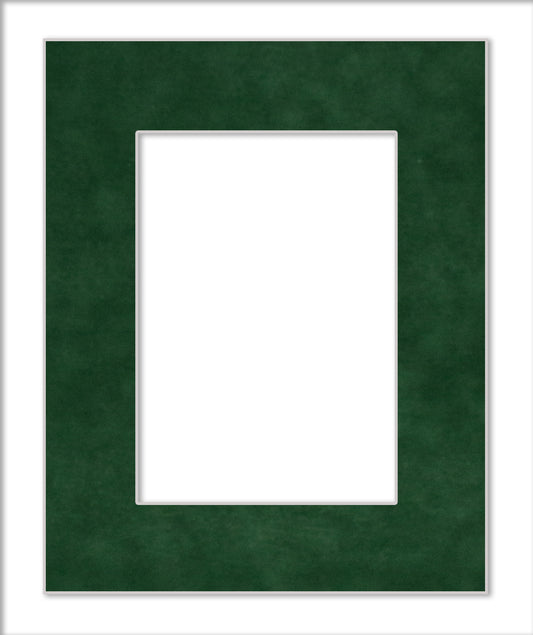 16x20 Mat Bevel Cut for 8x10 Photos - Acid Free Green Suede Precut Matboard - for Pictures, Photos, Framing