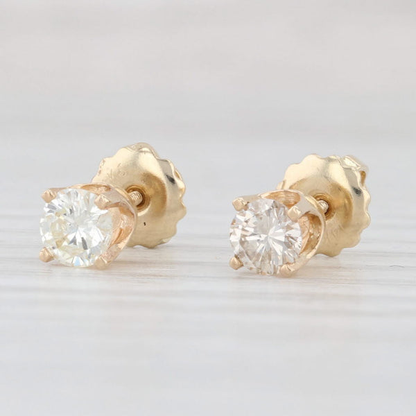 0.58ctw Diamond Stud Earrings 14k Yellow Gold Round Solitaire Screw Ba –  Jewelryauthority