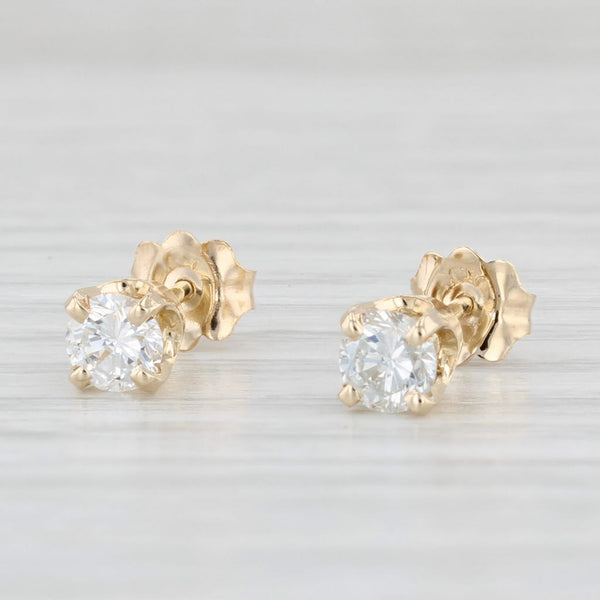 0.58ctw Diamond Stud Earrings 14k Yellow Gold Round Solitaire Screw Ba –  Jewelryauthority