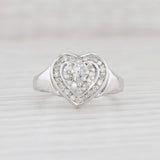 0.23ctw Diamond Halo Heart Ring 10k White Gold Size 4.75 Engagement