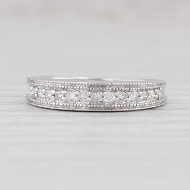 0.15ctw Diamond Wedding Band 14k White Gold Size 5 Women's Stackable Ring