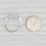 Vintage Diamond Interlocking Hearts Ring 10k White Gold Size 6.25