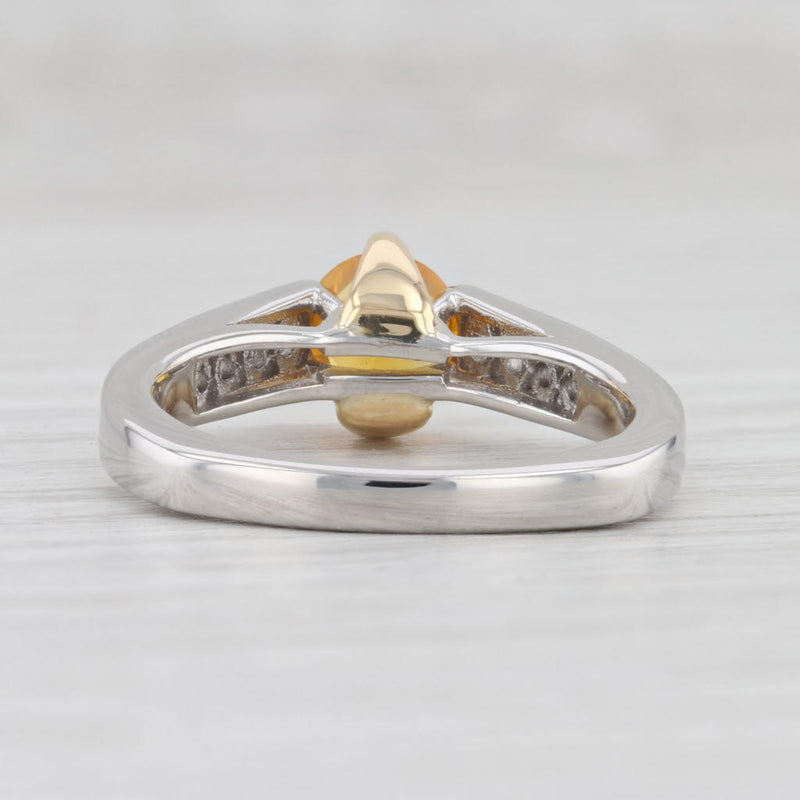 1.10ctw Yellow Orange Sapphire Diamond Ring 18k Gold Platinum Sz 7.25 Engagement