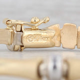 Brushed Bamboo Link Bracelet 18k Yellow White Gold 7” 5.9mm