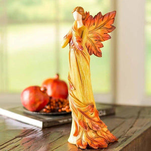 Autumn Maple Leaf Angel Wing Resin Decoration | Handmade Modern Angel Figurines - Christmas Trees USA