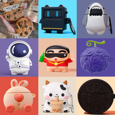 3D Cartoon AirPod Cookie Shark Cute Cow Case For AirPods 1/2/3/Pro