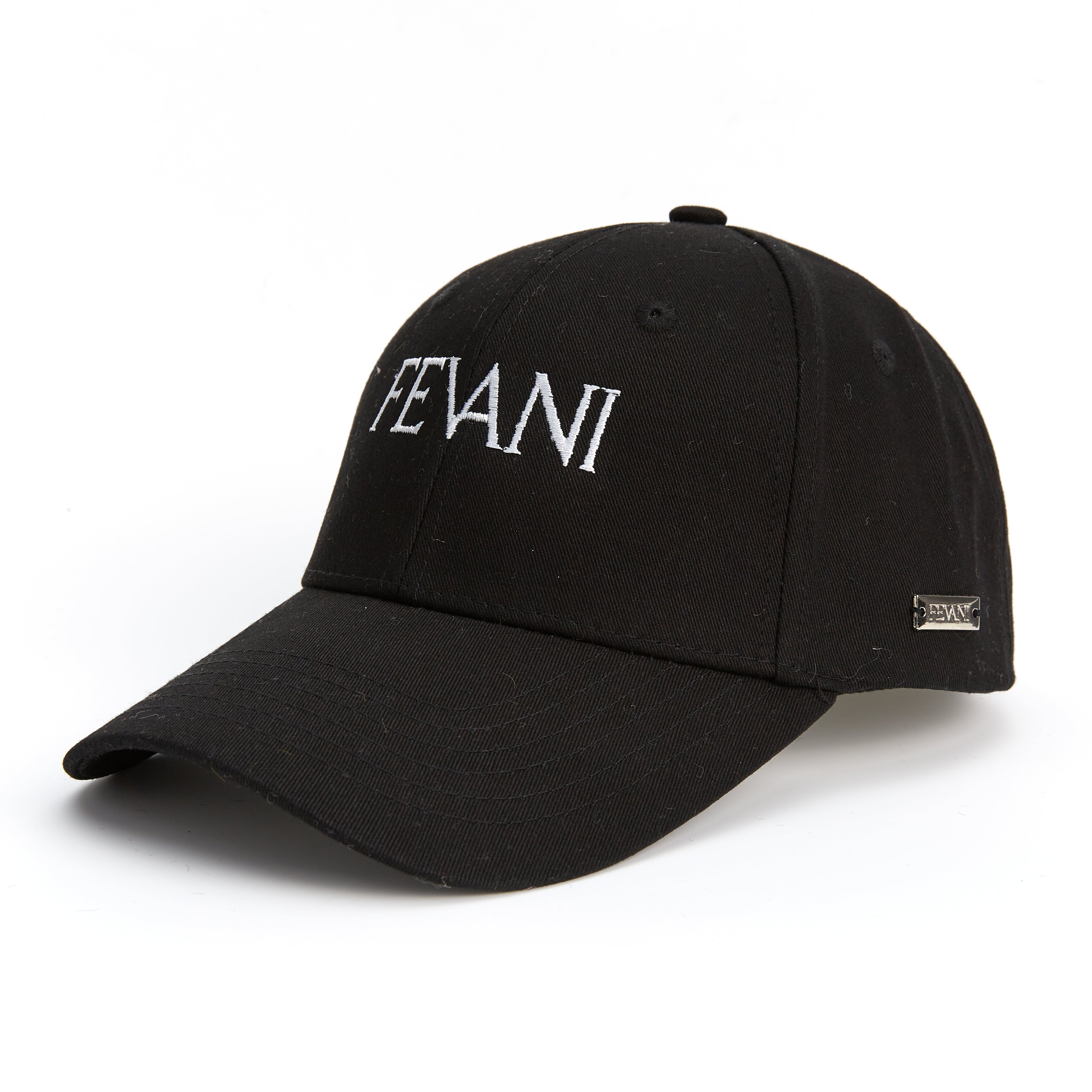 Fevani Black Mohair Baseball Cap With Metal Badge – FEVANI