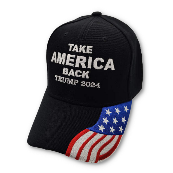 Take America Back Trump 2024 Hat (with Flag Bill) —