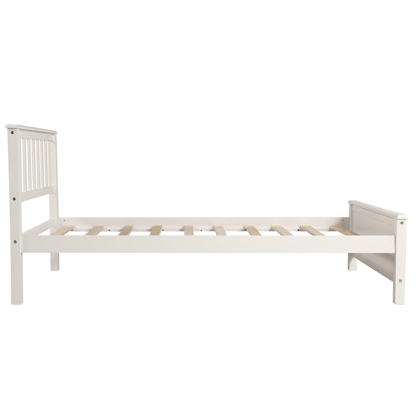 SYNGAR Solid Wood Twin Bed Frame with Headboard and Footboard, White ...