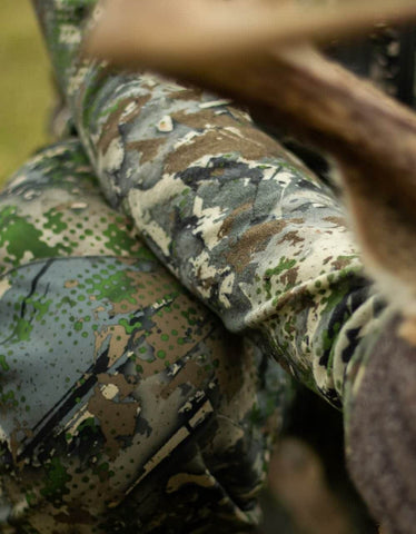 Closeup of Skre's best whitetail hunting camo