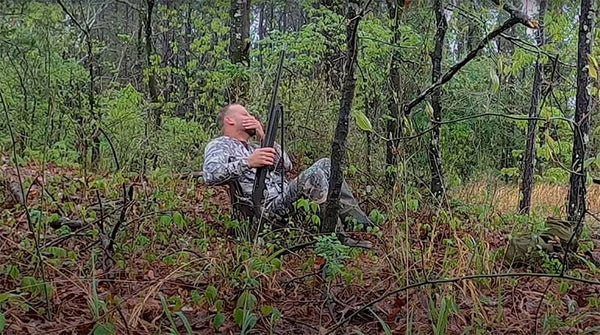 Hunter after a missed shot turkey hunting