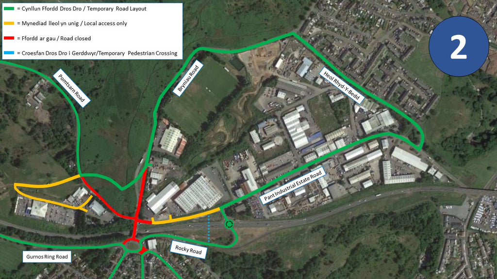 temporary road layout map below