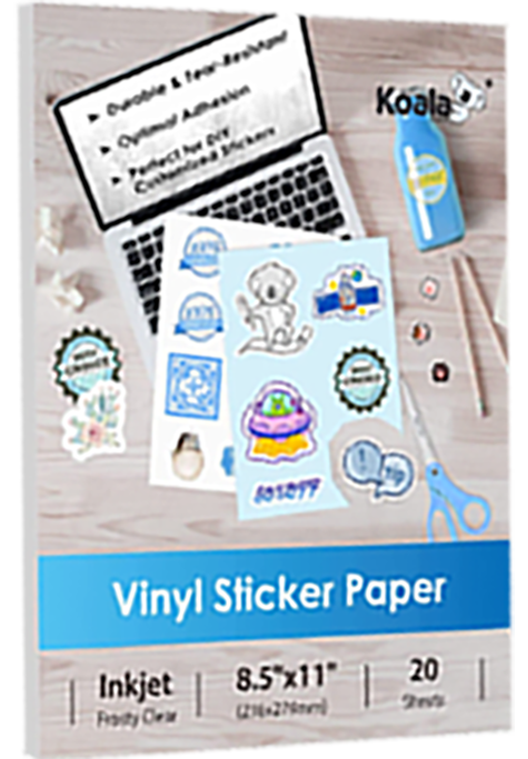 Bulk 45 Sheets A-SUB Clear Sticker Paper for Inkjet Printers - Waterproof  95% Transparent Glossy Printable Vinyl Sticker Paper 8.5x11 Inch for DIY